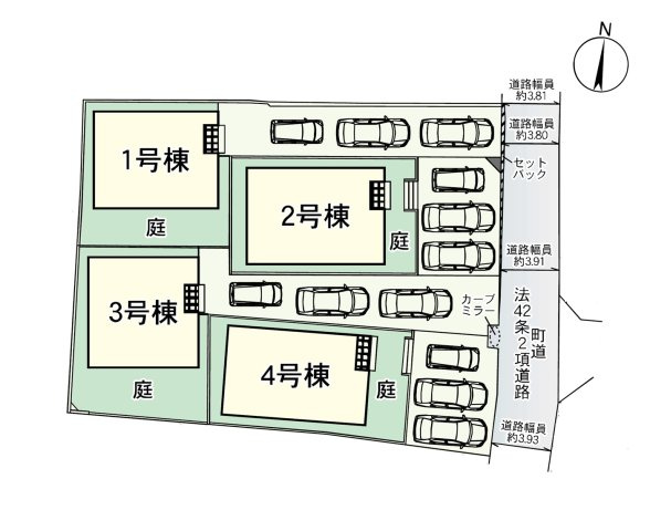 糟屋郡篠栗町田中1丁目第1-4棟（2号棟）の区画図|配置図（2号棟）