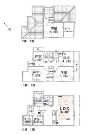 アイマーレ小机Ⅱ　横浜市港北区鳥山町 新築戸建第1期の間取り|(C号棟)、価格6480万円、4LDK、土地面積100.61m2、建物面積103.49m2