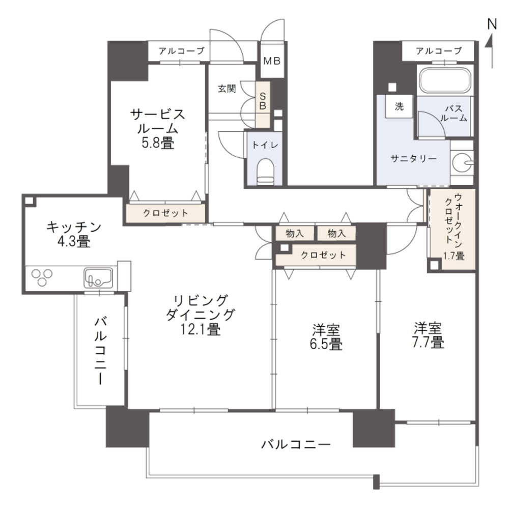 アルファステイツ平和町の間取り|専有面積ː89.46㎡、2SLDK、収納豊富なウォークインクローゼット付の間取りです