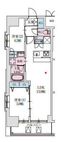 スプランディッド上本町WESTⅡの間取り