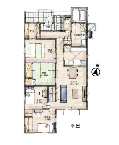 【間取り】 | 福岡市西区太郎丸2丁目・平屋　2号棟（全3棟）【仲介手数料無料・0円】 | 平日、土日祝日もお好きな日時にご見学可能です。お気軽にお問合せ下さい。