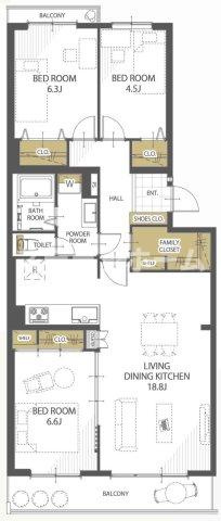 リバーサイドともぶち第一住宅23号棟の間取り