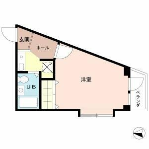 ２面採光の１Ｋ