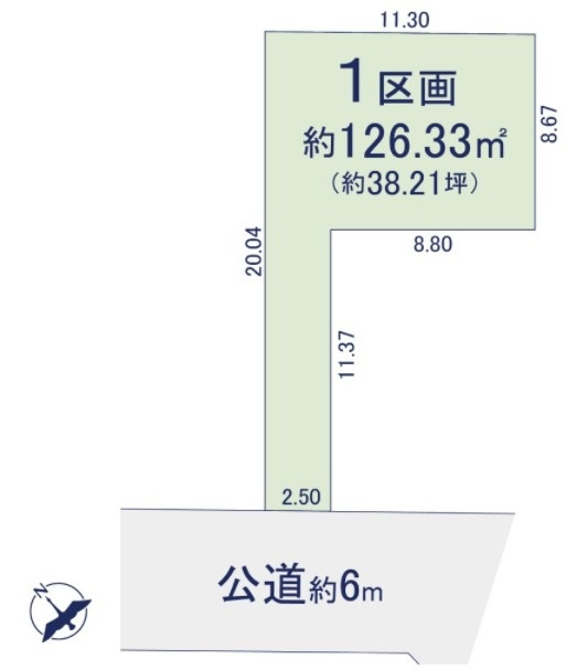 【土地】鶴ヶ島市富士見建築条件無し売地の土地図|土地図です
