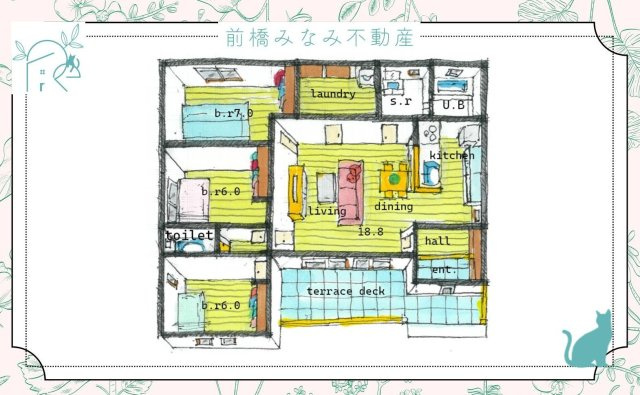 【新築平屋】伊勢崎市国定町　３号棟(全４棟)　トイボックス　新築建売分譲の間取り