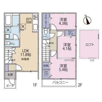 【間取り】 | 練馬区南大泉2丁目　中古戸建 | 間取り：3LDK+ロフト　令和３年３月築、土地面積６７．６４平米、建物面積６４．５０平米
