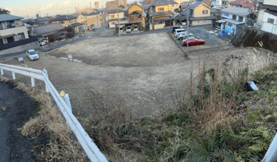 【外観】 | 大津市和邇高城43,45-1　売土地 | 道路から敷地の見た目、パノラマレンズ効果で歪んでいます