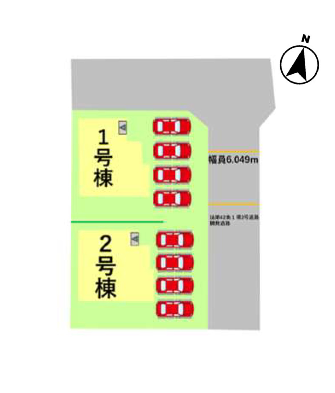 菊池郡菊陽町馬場楠第1-2棟（1号棟）　の区画図|配置図（1号棟）