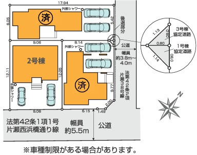 【区画図】 | 藤沢市片瀬海岸5期 新築戸建 全3棟