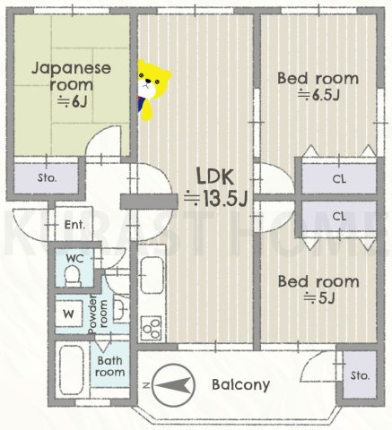 ハイム長岡A棟　5階の間取り