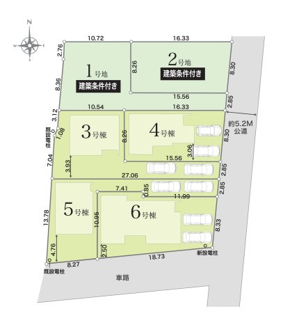 菊池市西寺第1-6棟（3号棟）の区画図|配置図（3号棟）