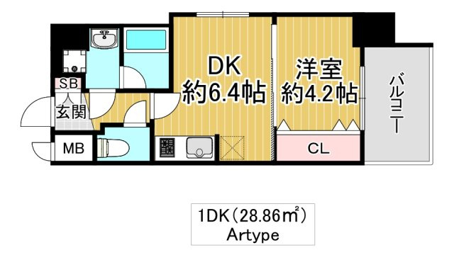 東大阪市高井田西６丁目の賃貸マンションの間取り