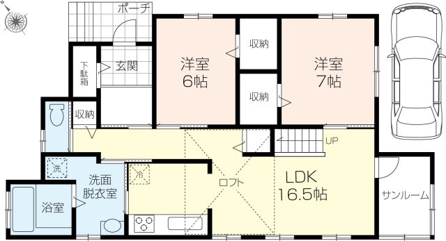 入間市下藤沢の参考プラン|中二階のある平屋の参考プラン