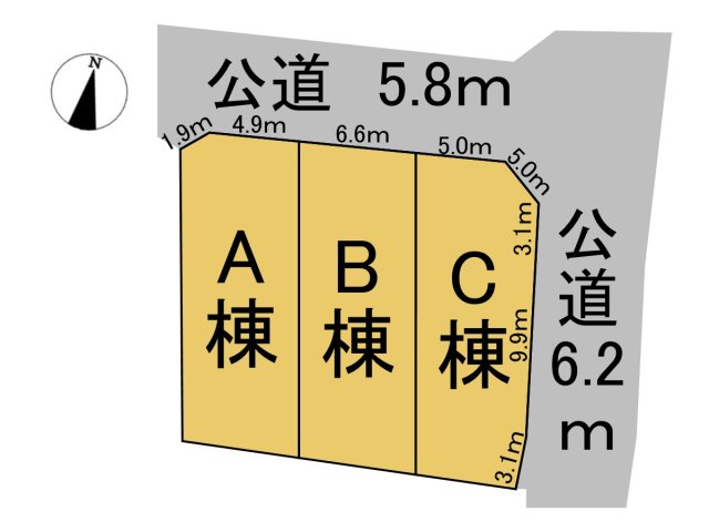 新築戸建　羽島郡笠松町松栄町Ⅱ　全３区画分譲の区画図|■区画図
■YAMADA電機の　ヤマダ不動産　株式会社リライフ　
いつでもお問合わせ下さい。