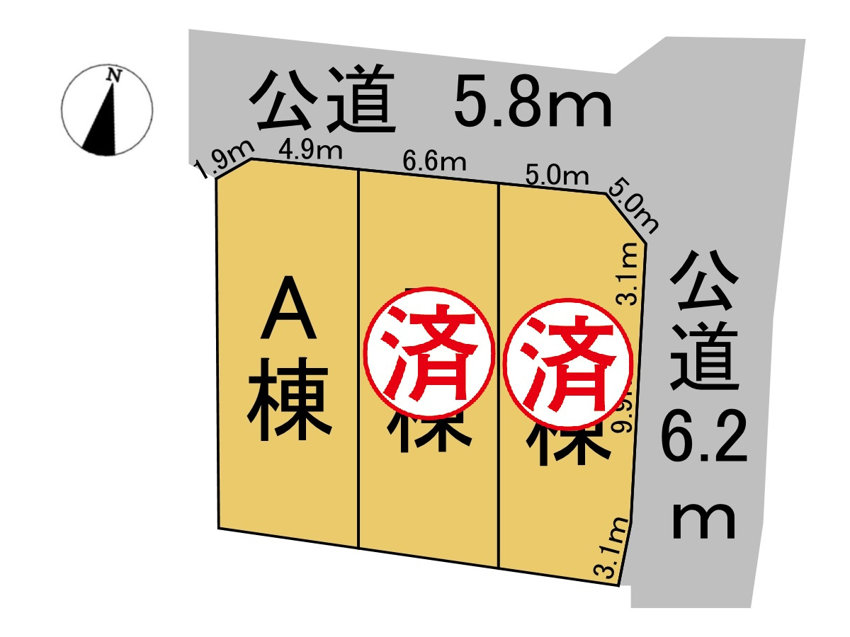 新築戸建　羽島郡笠松町松栄町Ⅱ　全３区画分譲の区画図|■区画図
■YAMADA電機の　ヤマダ不動産　株式会社リライフ　
いつでもお問合わせ下さい。