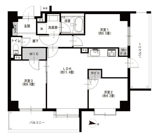 アールヴェール中村橋の間取り|3LDK 角住戸★