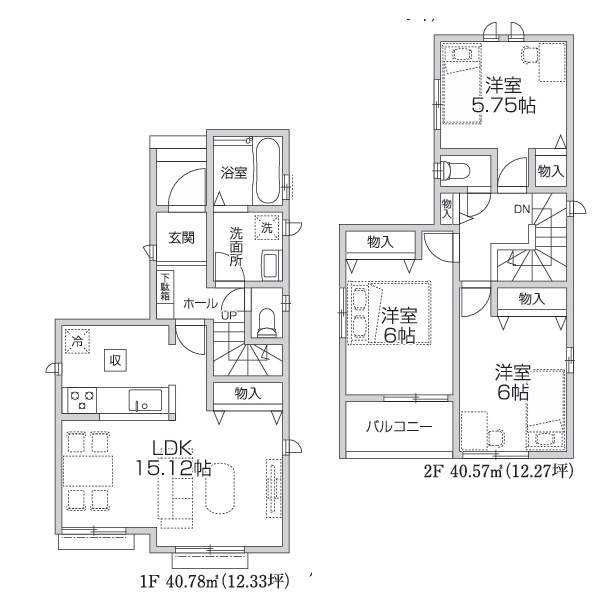 仲介手数料無料　ハートフルタウン所沢和ケ原12期　全２棟　B号棟　の区画図