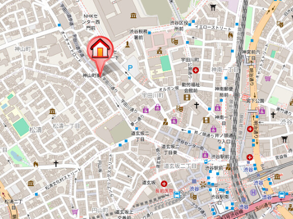 渋谷区宇田川町の賃貸マンションの地図