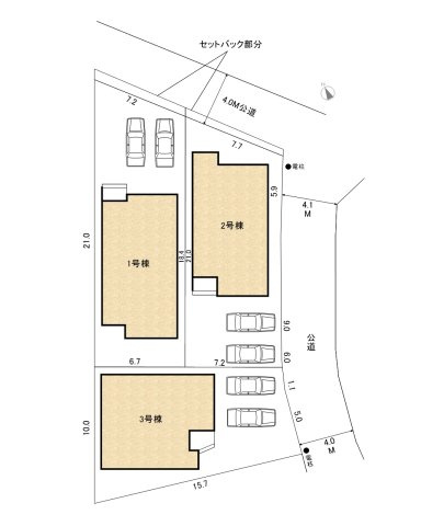 高浜市呉竹町3期　全3棟　3号棟の区画図|駐車場並列２台可能