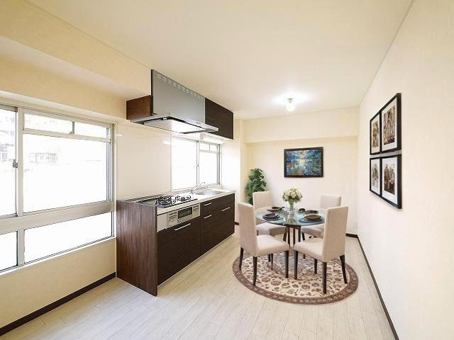 マンションキタⅡの居間・リビング|CGで家具等を配置したもので家具等は含まれません