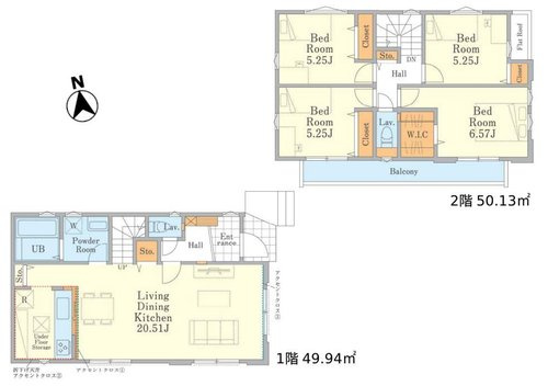 【FIT】小平上水新町の間取り|〇 本物件【１号棟】の間取・平面図です〇　敷地面積:125.36㎡　建物面積:100.07㎡　