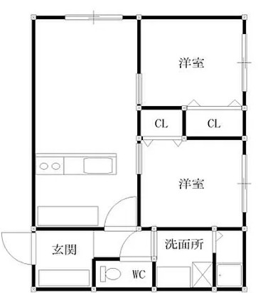 組坂ビルNo8の間取り|２LDKの間取りです