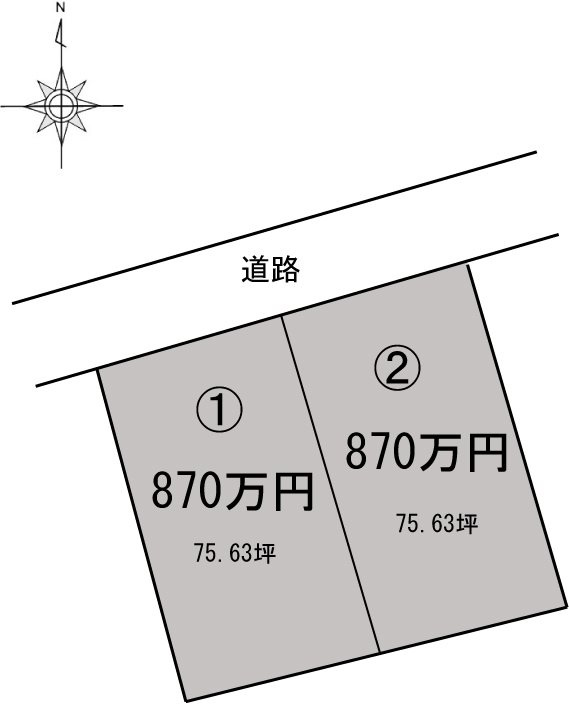 郷3丁目　2区画分譲地の区画図