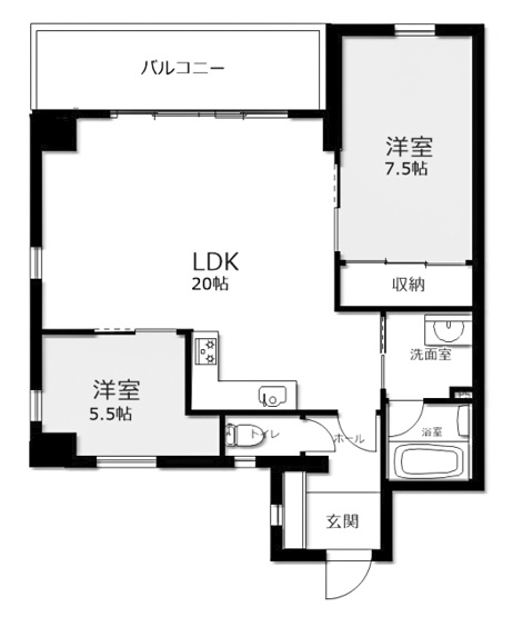 【間取り】 | ゴールドハイツ五条 | 専有面積65.01㎡