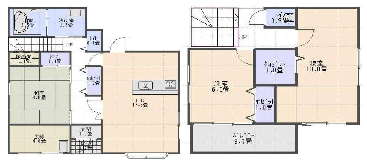 【中古戸建】伊勢崎市連取町の間取り|■間取り図｜敷地面積：158.00（約47.79坪）　建物面積：118.18（約35.74坪）