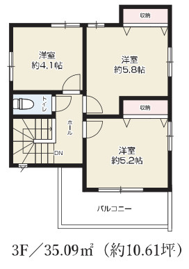 【仲介手数料無料】所沢市緑町１１期全３棟１号棟　所沢市の新築なら西武ハウジングの間取り