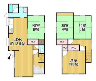 【間取り】 | 泉大津市松之浜町1丁目 中古戸建 | 敷地面積109.73㎡(約33.19坪)　建物面積100.27㎡(約30.33坪)
４LDKの間取りです。