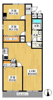 【間取り】 | メゾンローズ塚口 | お二人様からファミリー様まで幅広くおすすめの３LDKの間取りです♪南向きバルコニーで陽当たり良好です！