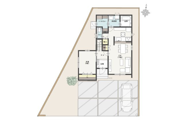 ファミリータウン津森②の区画図|駐車スペースは、３～４台確保しています。