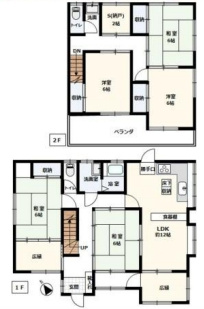 蓮田市閏戸　中古一戸建ての間取り|蓮田市閏戸　中古一戸建て、5SLDK、土地面積163.80m2、建物面積122.55m2