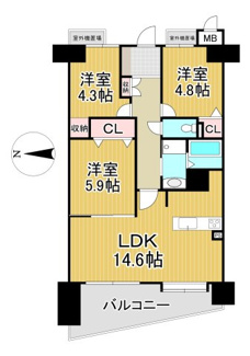 【間取り】 | エンゼルハイム・パークステージ四番館　8階