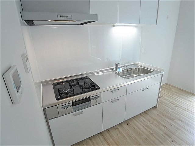 ＶＩＬＬＡ神戸北町のキッチン|システムキッチン、ガス3口コンログリル付