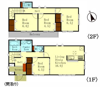泉区中田南1丁目 新築戸建 5888.25万円の区画図|1号棟間取り図