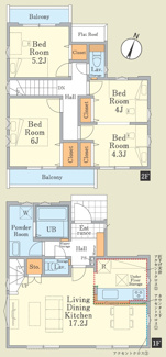 【間取り】 | 【仲介手数料無料！！】府中市浅間町4丁目　新築戸建て（全2棟）1号棟　5899万円