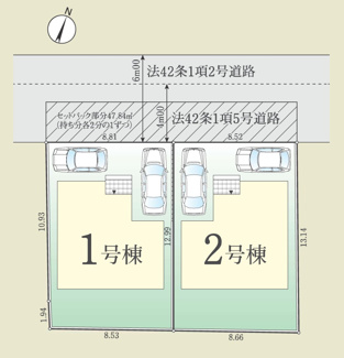 【区画図】 | 【仲介手数料無料！！】府中市浅間町4丁目　新築戸建て（全2棟）1号棟　5899万円