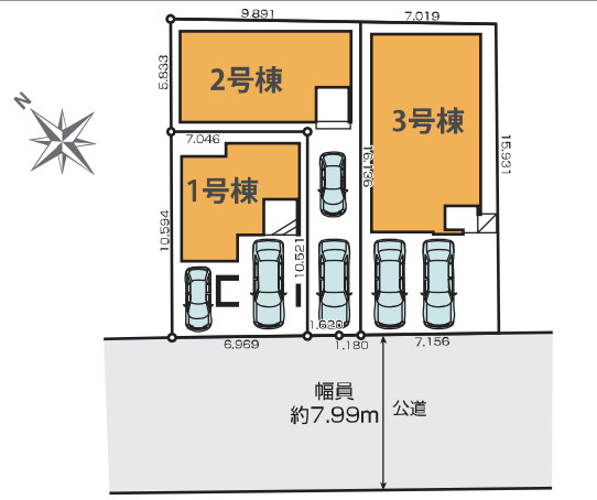 【仲介手数料無料】所沢市緑町１１期全３棟２号棟　所沢市の新築なら西武ハウジングの区画図