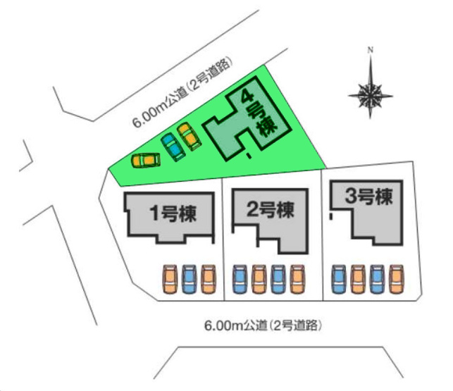 【区画図】 | フォーセール前橋市富士見町第4時沢ー④ | 敷地面積65坪！カースペースは3台駐車可能！