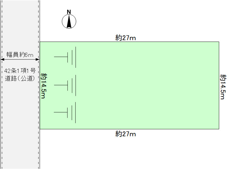 西宮市松ケ丘町土地の土地図|建築条件なし（現況更地）