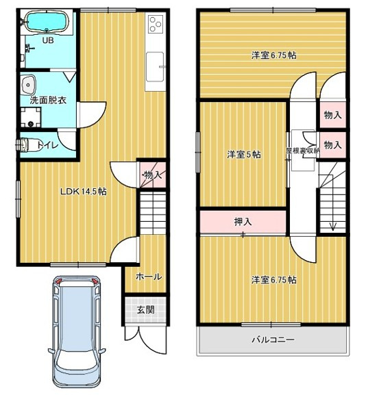 京都市北区上賀茂中ノ坂町　中古戸建の間取り