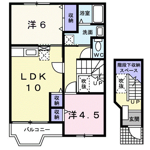 熊本市北区鶴羽田町のアパートの間取り