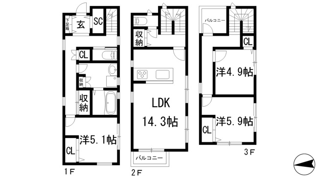 【間取り】 | 美園町貸家