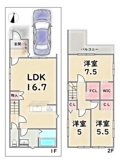 【間取り】 | 右京区嵯峨野南浦町 | 《5号地》3398万円　土地面積：79.04平米　延床面積：84.04平米