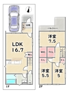 【間取り】 | 右京区嵯峨野南浦町 | 《6号地》3398万円　土地面積：79.03平米　延床面積：84.04平米