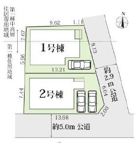 大磯町国府本郷17期　新築戸建　全2棟1号棟の区画図