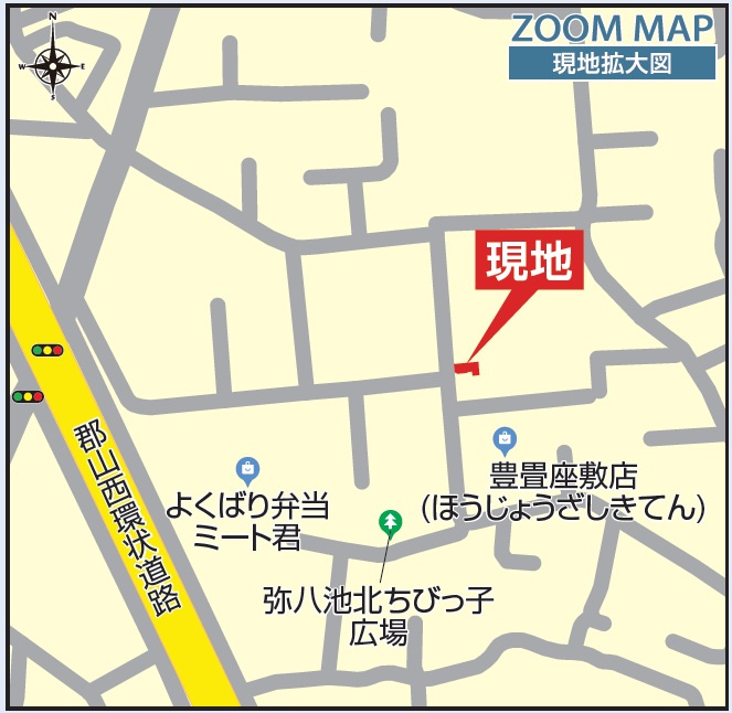 新築戸建・建売　郡山市台新二丁目　BLOOMING GARDEN　全3棟の地図
