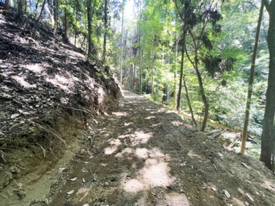 【前面道路含む現地写真】 | 宇治市白川娑婆山　倉庫付き土地 | アル・プラザ宇治東まで車で約12分の距離。